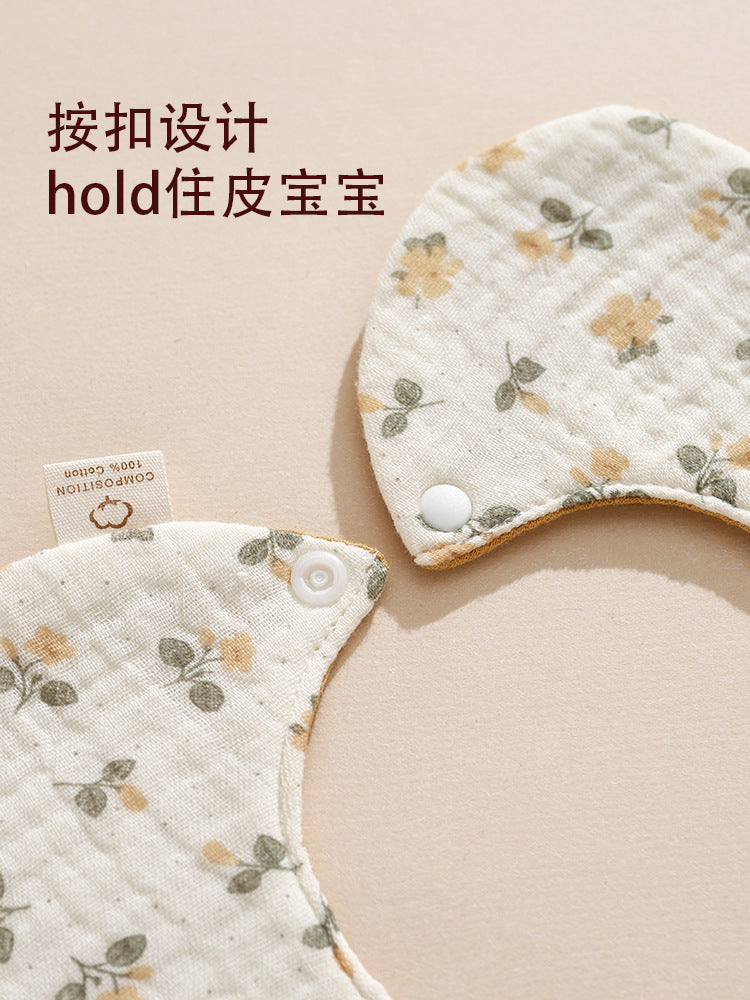 Ins-Style Korean Version Baby Saliva Towel, Pure Cotton Gauze, Rotatable Waterproof Petal Bib for Infants and Toddlers, Reversible - image 3