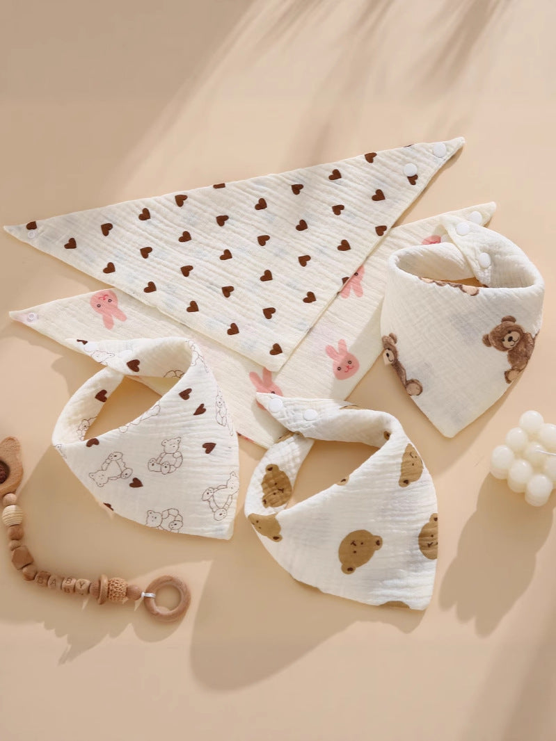 Cross-Border Saliva Towel Baby A-Grade Cotton Bib Cartoon Baby Triangle Towel Newborn Bib Pure Cotton Baby Products - image 1