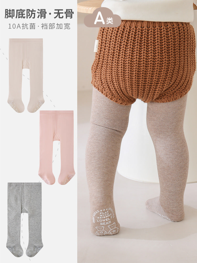 Children's Pantyhose Spring & Fall New Large Pp Pure Color Girls' Jumpsuits Boneless Antibacterial Infant Outer Leggings - image 2