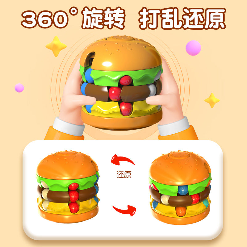 Children's Rubik's Cube Toy Hamburger Fries Magic Bean Stress Relief Fingertip Gyro Rotating Ball Rubik's Cube Puzzle Decompression Toy - image 3