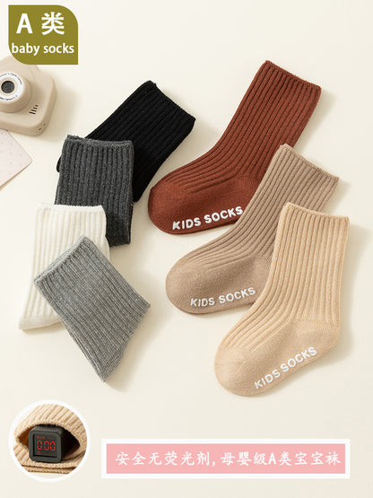 26 Newborn Baby Spring and Autumn Double-Needle Anti-Slip Mid-Tube Loose Socks That Don'T Squeeze the Feet for Learning to Walk, Wholesale - image 5
