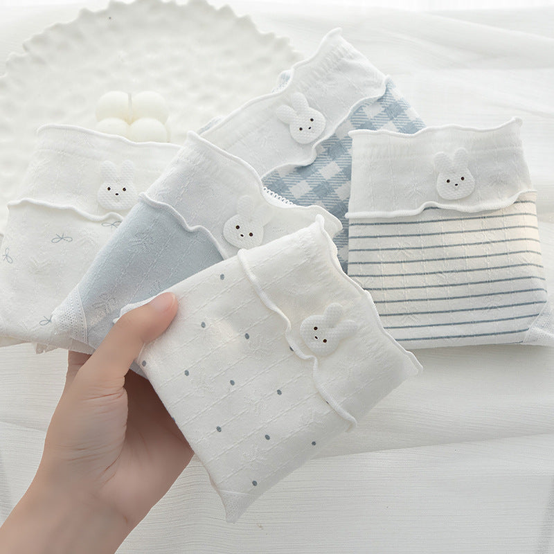 Category a Baby Cotton Blue Cartoon Girl Underwear 10A Antibacterial Cotton Crotch Mid-Waist Breathable Hip-Covering Student Briefs - image 1
