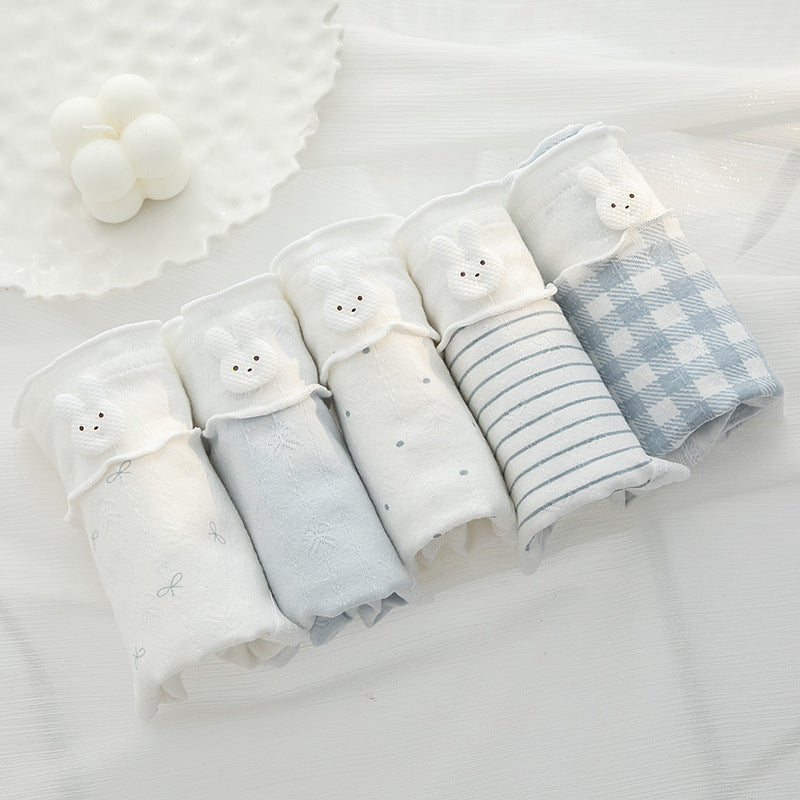 Category a Baby Cotton Blue Cartoon Girl Underwear 10A Antibacterial Cotton Crotch Mid-Waist Breathable Hip-Covering Student Briefs - image 4