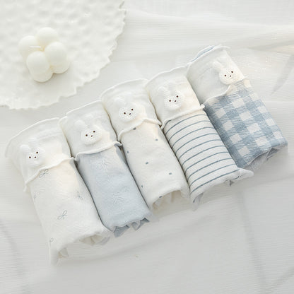 Category a Baby Cotton Blue Cartoon Girl Underwear 10A Antibacterial Cotton Crotch Mid-Waist Breathable Hip-Covering Student Briefs - image 4
