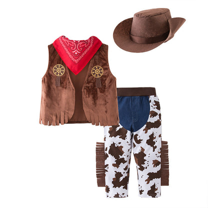 Western Cowboy Children's Holiday Clothing Set Boy Baby Character Costume Performance Outfit Performance Vest and Pants Set - image 1