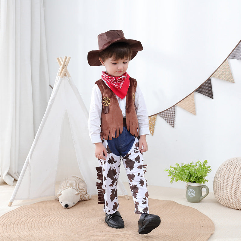 Western Cowboy Children's Holiday Clothing Set Boy Baby Character Costume Performance Outfit Performance Vest and Pants Set - image 2