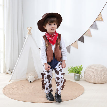 Western Cowboy Children's Holiday Clothing Set Boy Baby Character Costume Performance Outfit Performance Vest and Pants Set - image 3