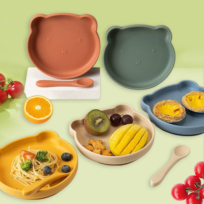 Food-Grade Baby Dinner Plate Silicone Suction Cup All-In-One Independent Eating Kidsren's Tableware Set Complementary Food Bowl Baby - image 1
