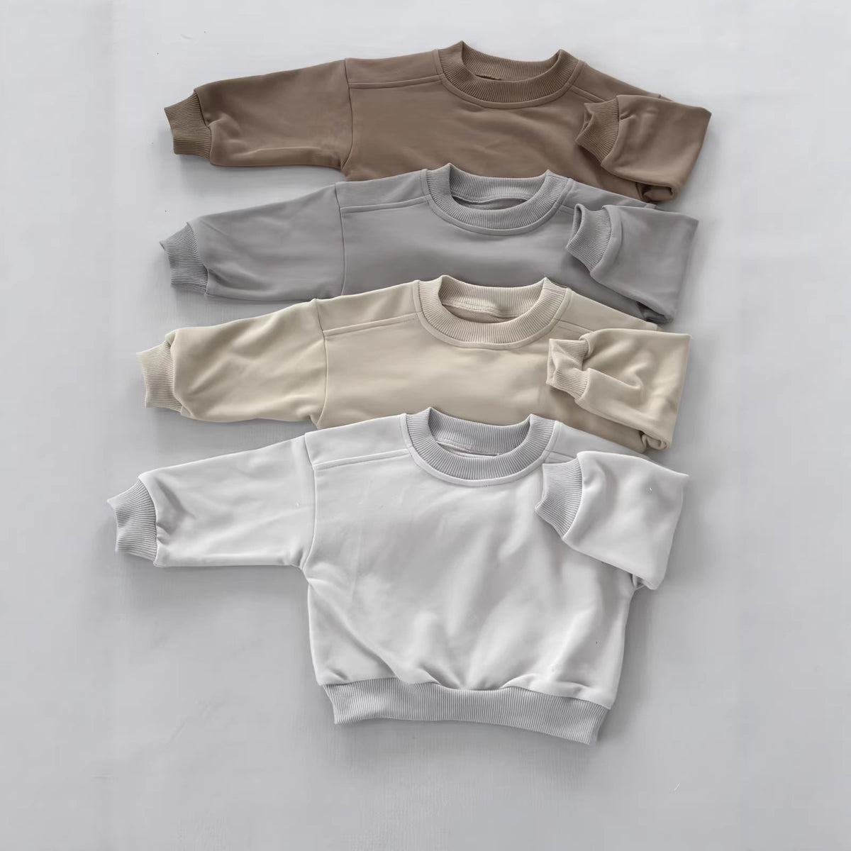 New Style Round-neck Solid-colored Terry-fleece Sweatshirt for
