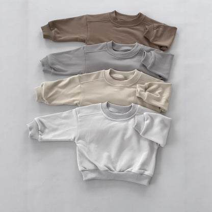 New Style Round-neck Solid-colored Terry-fleece Sweatshirt for