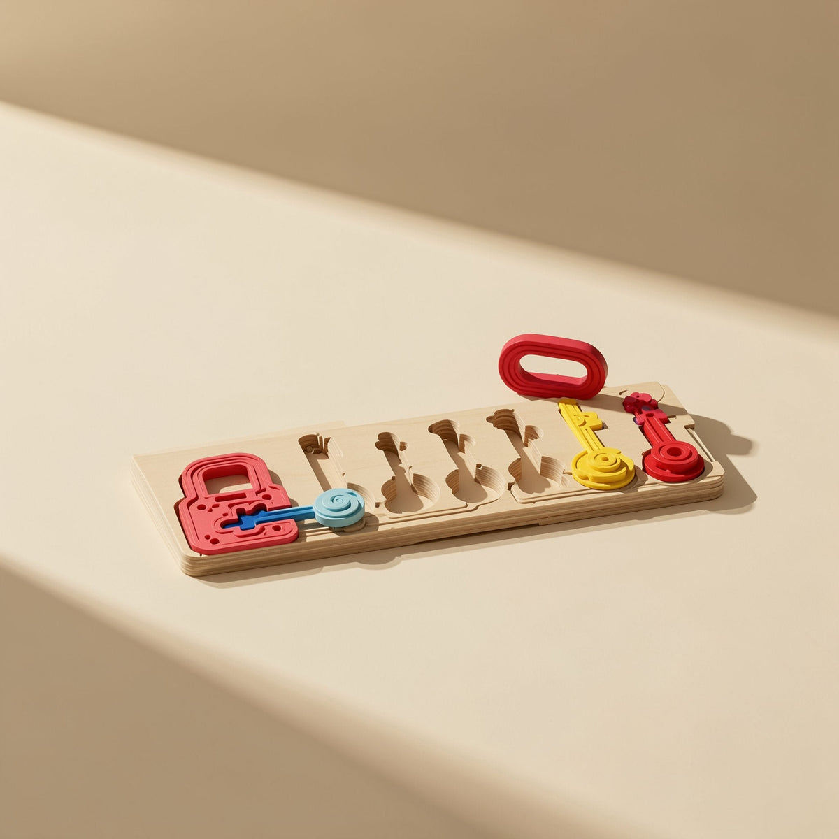 Wooden key-matching educational toy for children ages 3–6
