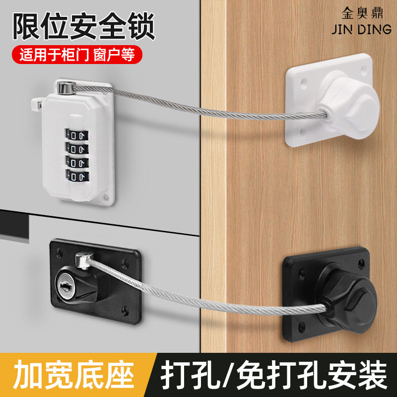 No-Drill Adjustable Child Lock Window Limiter Safety Lock Chain Lock Refrigerator Outward-Opening Casement Sliding Window Lock - image 1