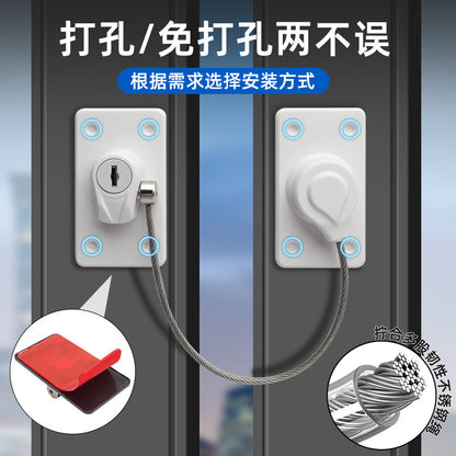 No-Drill Adjustable Child Lock Window Limiter Safety Lock Chain Lock Refrigerator Outward-Opening Casement Sliding Window Lock - image 2
