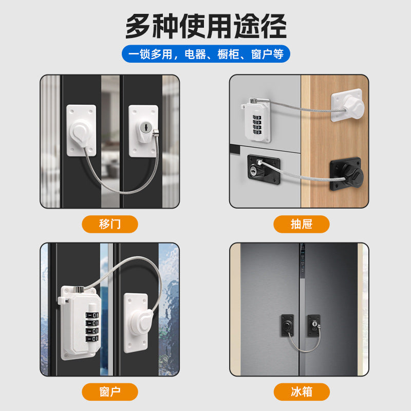 No-Drill Adjustable Child Lock Window Limiter Safety Lock Chain Lock Refrigerator Outward-Opening Casement Sliding Window Lock - image 3