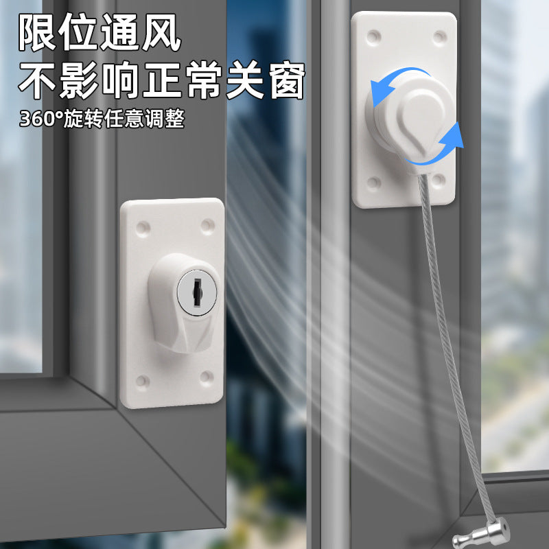 No-Drill Adjustable Child Lock Window Limiter Safety Lock Chain Lock Refrigerator Outward-Opening Casement Sliding Window Lock - image 4