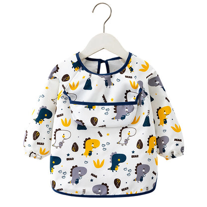 Children's Smock, Baby Boy's Eating Waterproof and Anti-Dirty Reverse Dressing Girl's Long-Sleeved Thin Apron Baby Bib Outer Wear - image 5