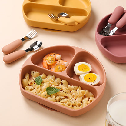 Baby Meal Plate, Independent Eating, Silicone Suction Cup, Integrated Baby Food Tray, Compartment Tray, Food Bowl for Dining Chair - image 1