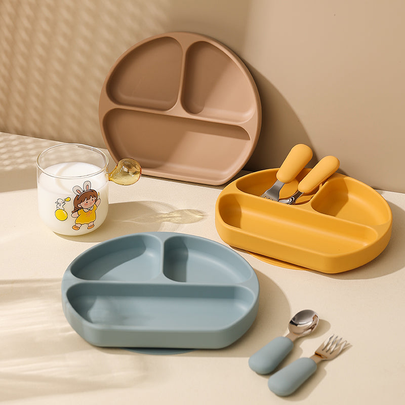 Baby Meal Plate, Independent Eating, Silicone Suction Cup, Integrated Baby Food Tray, Compartment Tray, Food Bowl for Dining Chair - image 2
