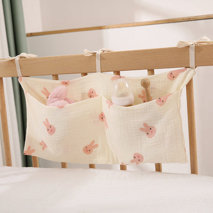 Double-Layer Pure Cotton Baby Bedside Storage Bag Double Pocket Stroller Hanging Bag Printed Baby Bottle Hanging Bag - image 5