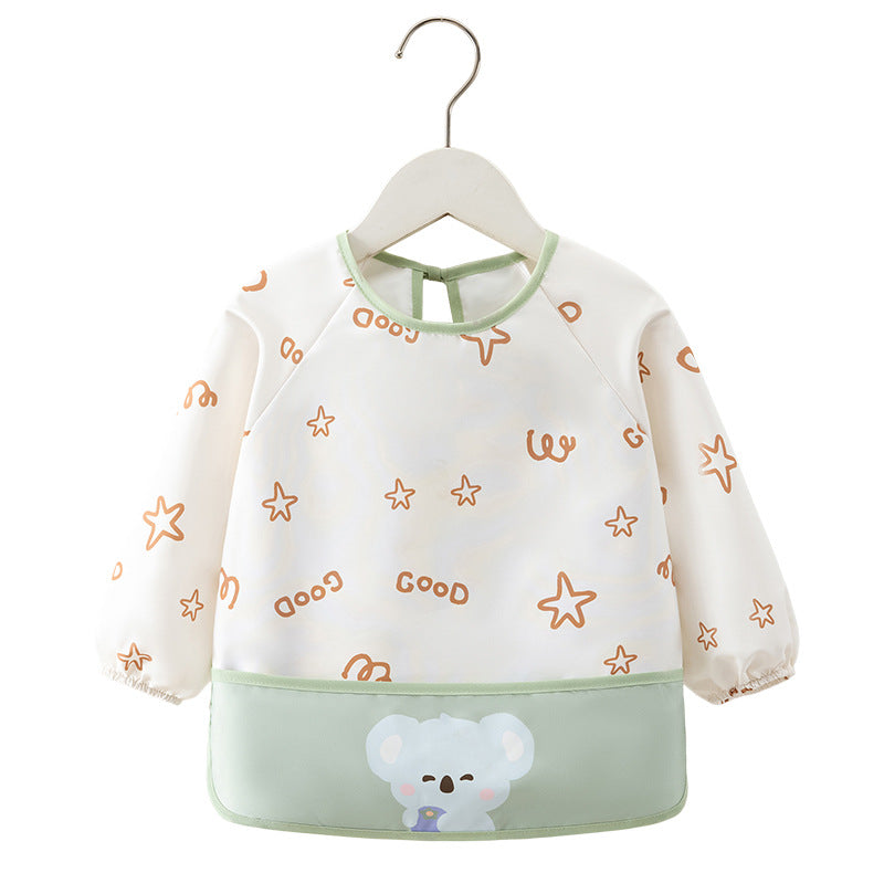 New Baby Waterproof Smock Kindergarten Eating Long-Sleeved Protective Clothing Kidsren's Thin Anti-Fouling Reverse Dressing Baby Rice Pocket - image 5