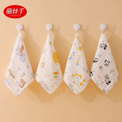 Pure Cotton Gauze Small Square Towel Baby Saliva Towel Seersucker Soft Absorbent Small Towel Kindergarten Kidsren's Face Towel - image 1