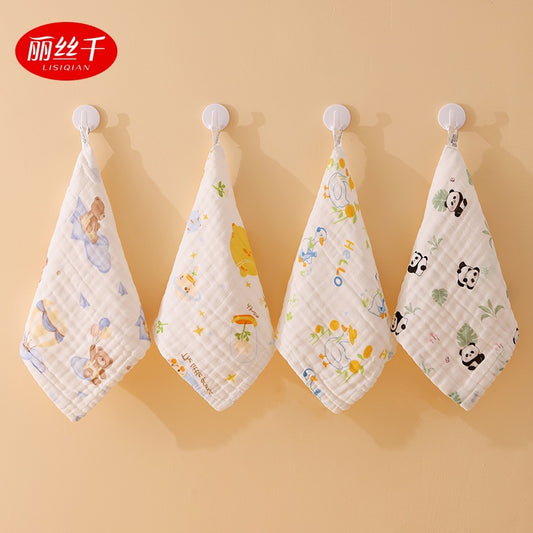 Pure Cotton Gauze Small Square Towel Baby Saliva Towel Seersucker Soft Absorbent Small Towel Kindergarten Kidsren's Face Towel - image 1