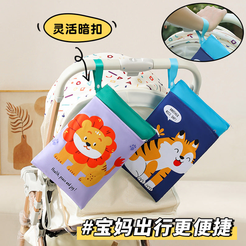 Waterproof Diaper Storage Bag Double-Layer Zipper Stroller Hanging Bag for Walking Baby Stroller Portable Diaper Storage Bag - image 2
