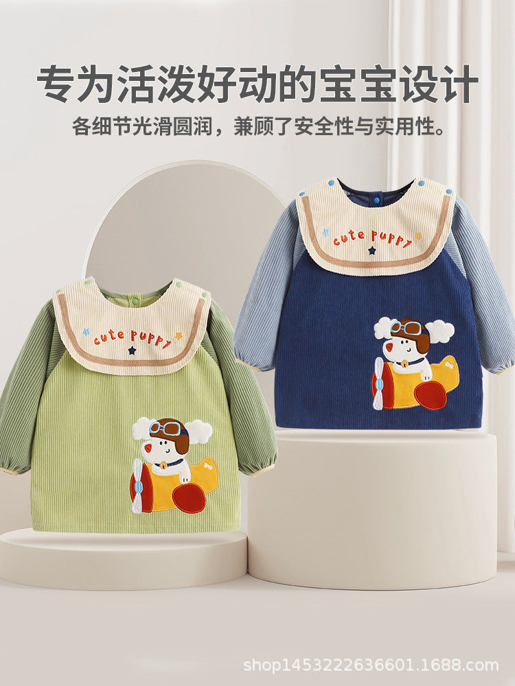 Axi Heyue Boys' Long-Sleeved Waterproof Smock Infant Baby Eating Bib Boy Outer Wear Anti-Dirty Protective Apron - image 2