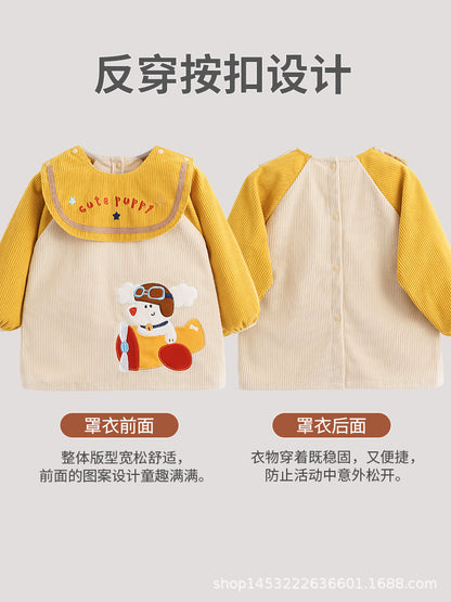 Axi Heyue Boys' Long-Sleeved Waterproof Smock Infant Baby Eating Bib Boy Outer Wear Anti-Dirty Protective Apron - image 3