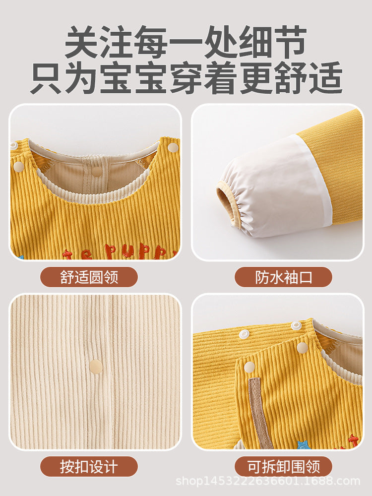 Axi Heyue Boys' Long-Sleeved Waterproof Smock Infant Baby Eating Bib Boy Outer Wear Anti-Dirty Protective Apron - image 4