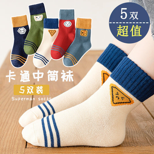 [Hot Style] Cross-Border Boys' Socks Spring and Autumn Sports Cartoon Mid-Tube Socks Baby Boys Students Middle and Large Children Autumn and Winter - image 1