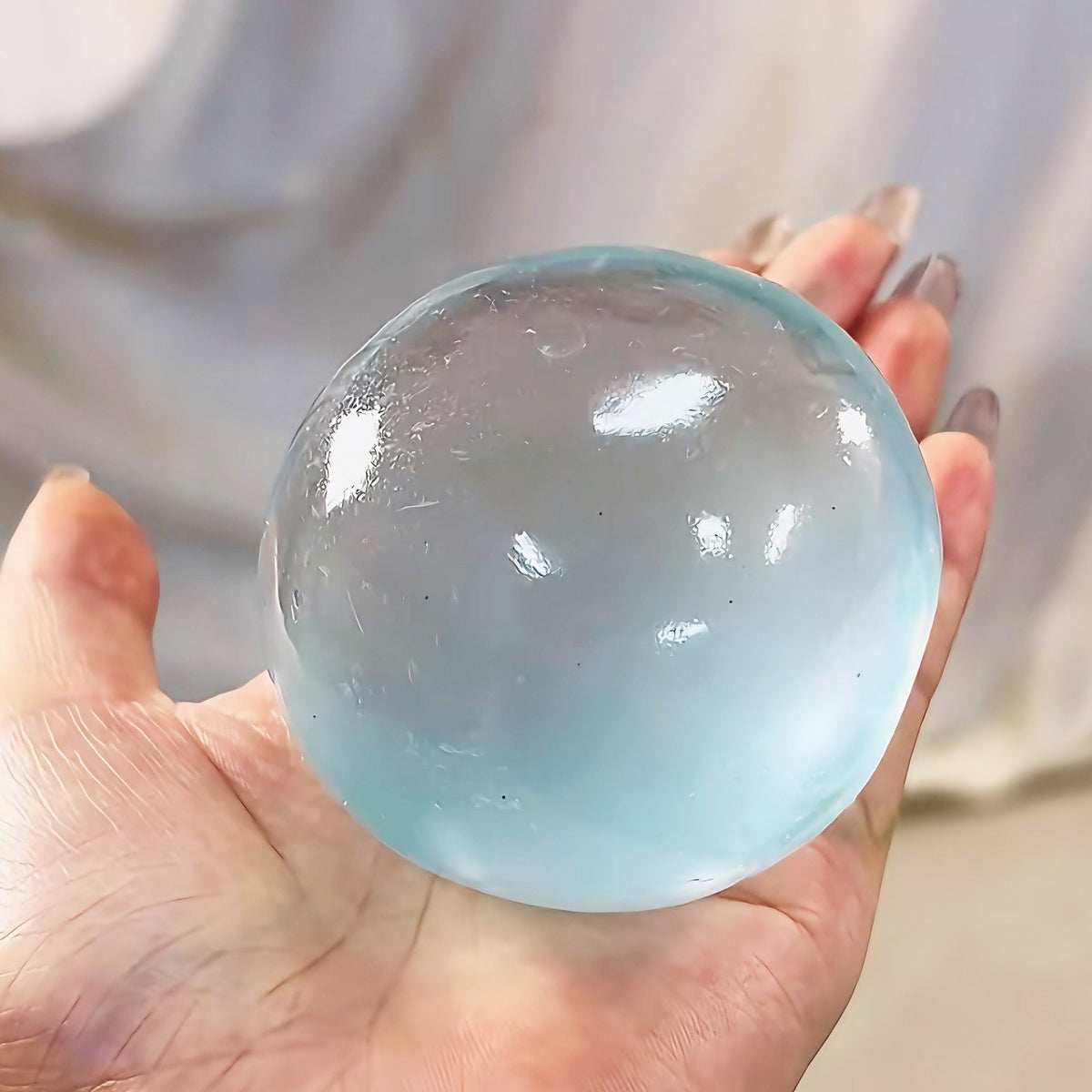Xiaohongshu Same Style Sea Salt Blue Handmade Squishy Ball, Moldable Coconut Oil Squishy, High-Value Internet Celebrity Stress Relief Toy - image 2
