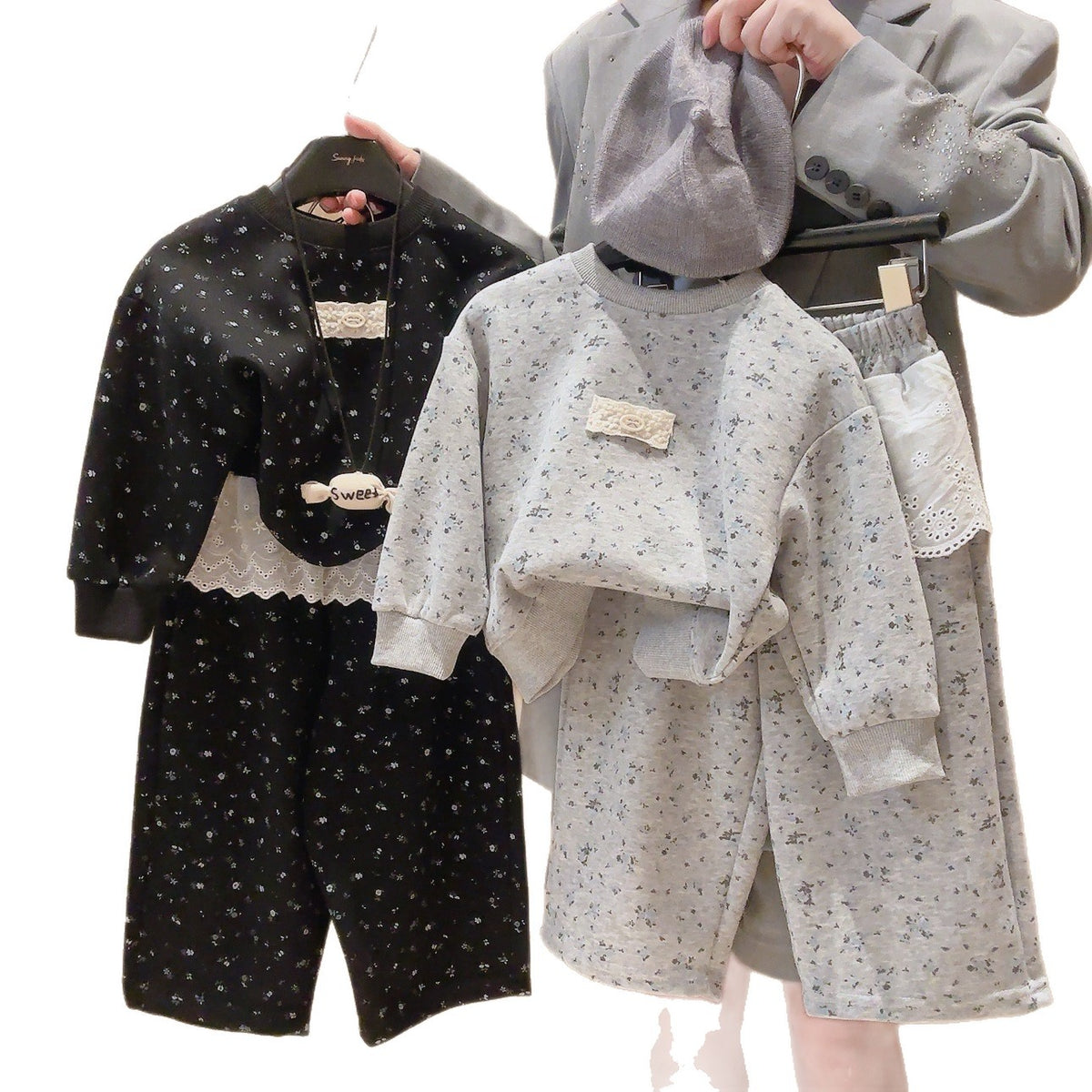 2026 Spring New Korean Style Girls' Baby and Older Children's Outfit Autumn Clothes Children's Sweatshirt Two-Piece Set Autumn Style - image 5