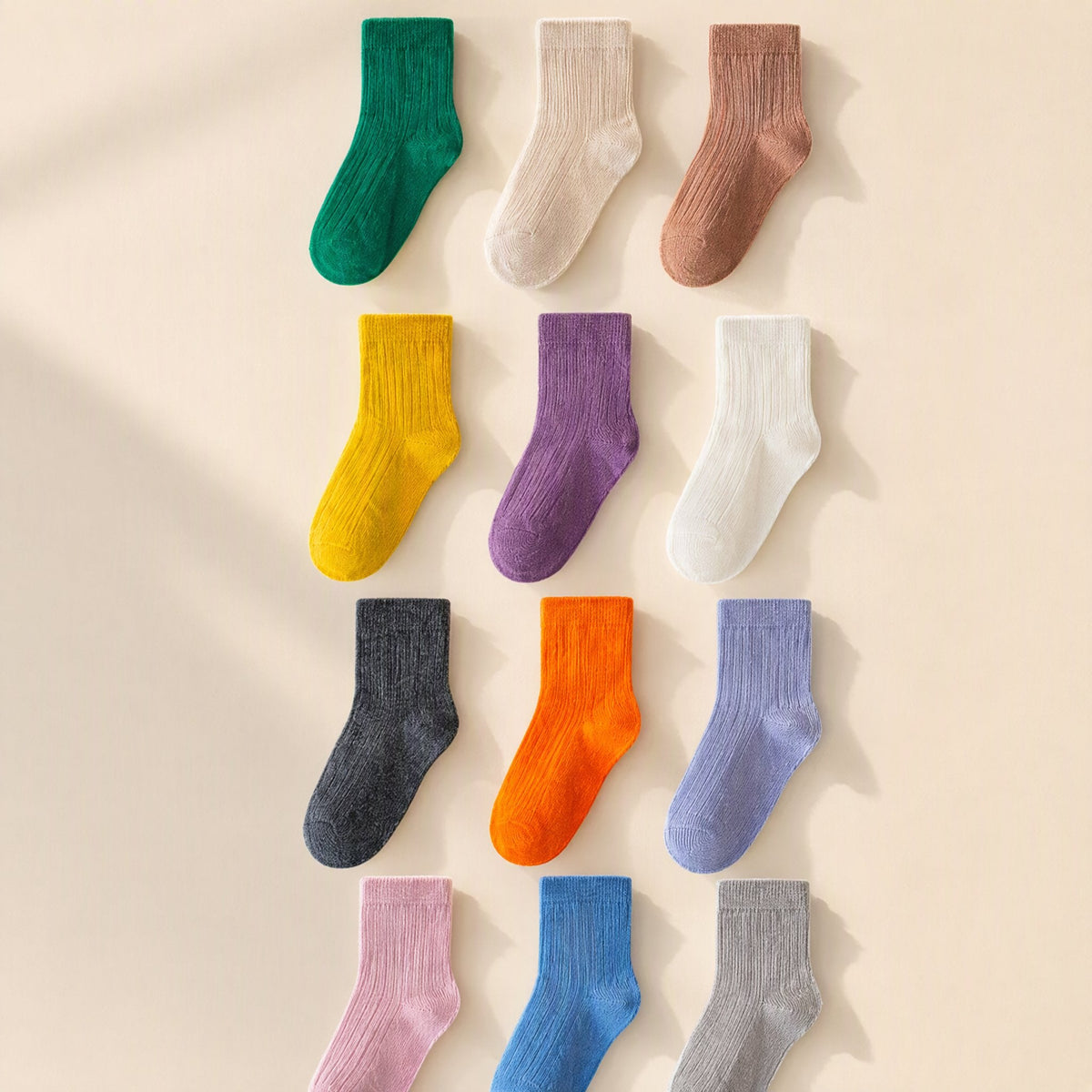 Children's mid-calf socks made with combed cotton in a solid-color pattern - view 2