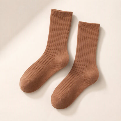 Children's mid-calf socks made with combed cotton in a solid-color pattern - view 3