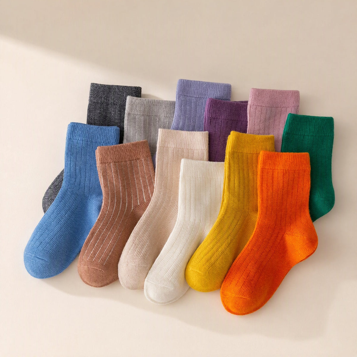 Children's mid-calf socks made with combed cotton in a solid-color pattern - view 5