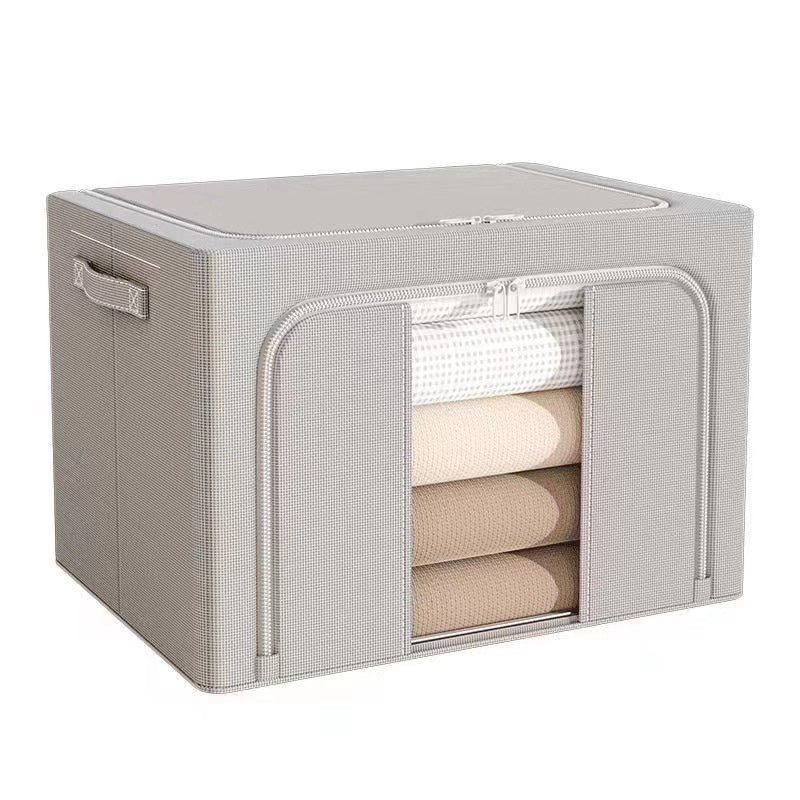 Oxford Cloth Clothes Storage Box Quilt Toy Storage Box with Steel Frame Large Capacity Moving Clothes Storage Box with Lid - image 1