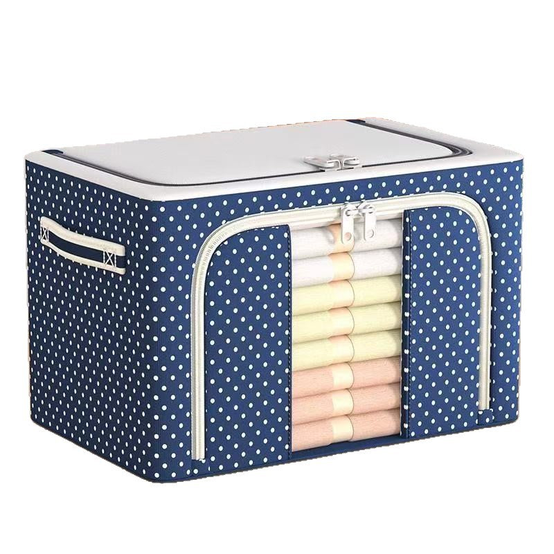 Oxford Cloth Clothes Storage Box Quilt Toy Storage Box with Steel Frame Large Capacity Moving Clothes Storage Box with Lid - image 5
