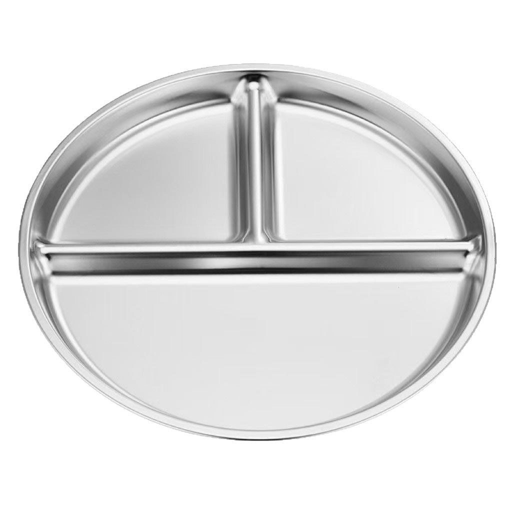 Factory Direct Sales Stainless Steel Three-Compartment Round Plate Compartmented Dinner Plate Adult Quantitative Fat-Reducing Dinner Plate Baby Quantitative Rice Plate - image 5