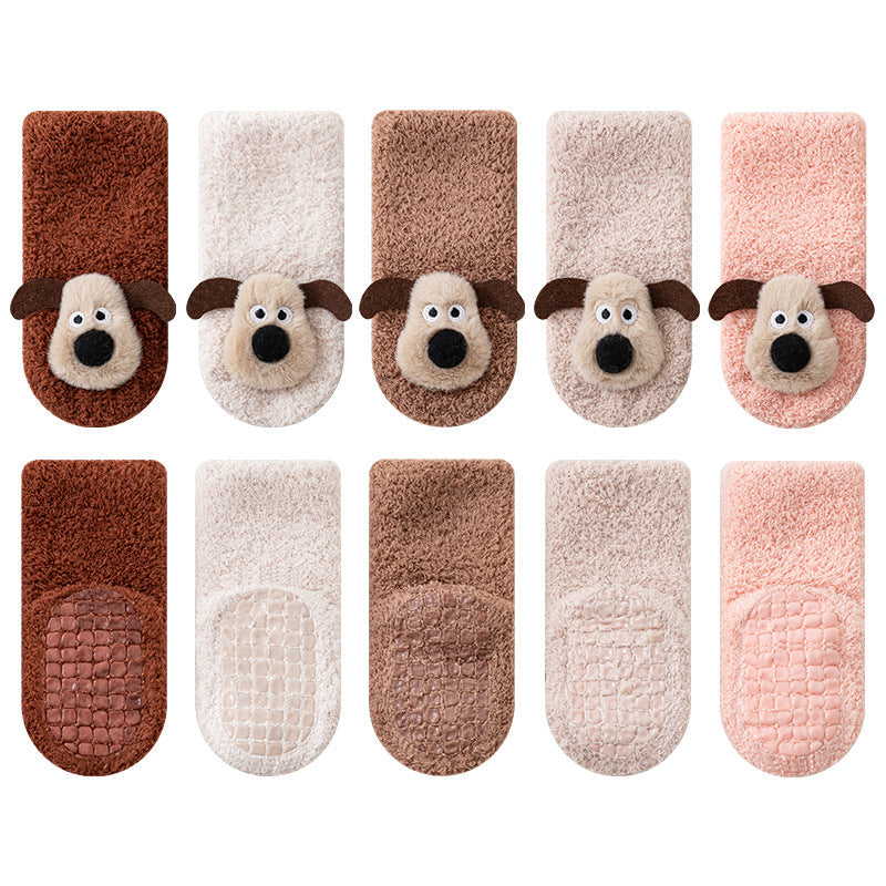 Winter Ultra-Thick Non-Slip Baby Doll Socks, Infant Toddler Socks, Half-Velvet Puppy Floor Socks - image 5