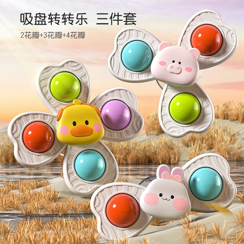 Cross-Border Baby Dining Table Suction Cup Spinner Baby Cartoon Fingertip Spinner Cute Pet Press Spinner Rotating Water Toy - image 1