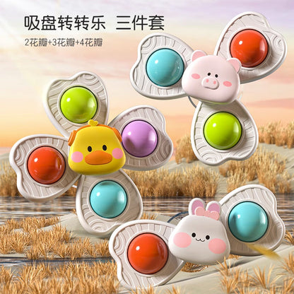 Cross-Border Baby Dining Table Suction Cup Spinner Baby Cartoon Fingertip Spinner Cute Pet Press Spinner Rotating Water Toy - image 1