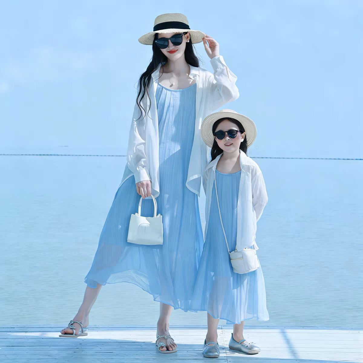 Parent-Child Clothing Summer Hainan Sanya Yunnan Seaside Vacation Dopamine Mother-Daughter Clothing Loose Beach Chiffon Dress - image 2