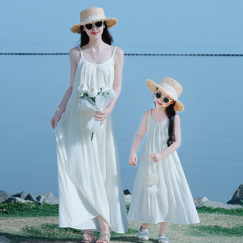 Parent-Child Clothing Summer Hainan Sanya Yunnan Seaside Vacation Dopamine Mother-Daughter Clothing Loose Beach Chiffon Dress - image 3