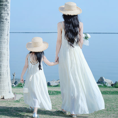Parent-Child Clothing Summer Hainan Sanya Yunnan Seaside Vacation Dopamine Mother-Daughter Clothing Loose Beach Chiffon Dress - image 4