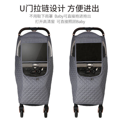Baby Stroller Windproof Cover Rain Cover Universal Stroller Cover Warm Winter Baby Kidsren's Umbrella Stroller Windshield and Cold Protection Cover - image 2