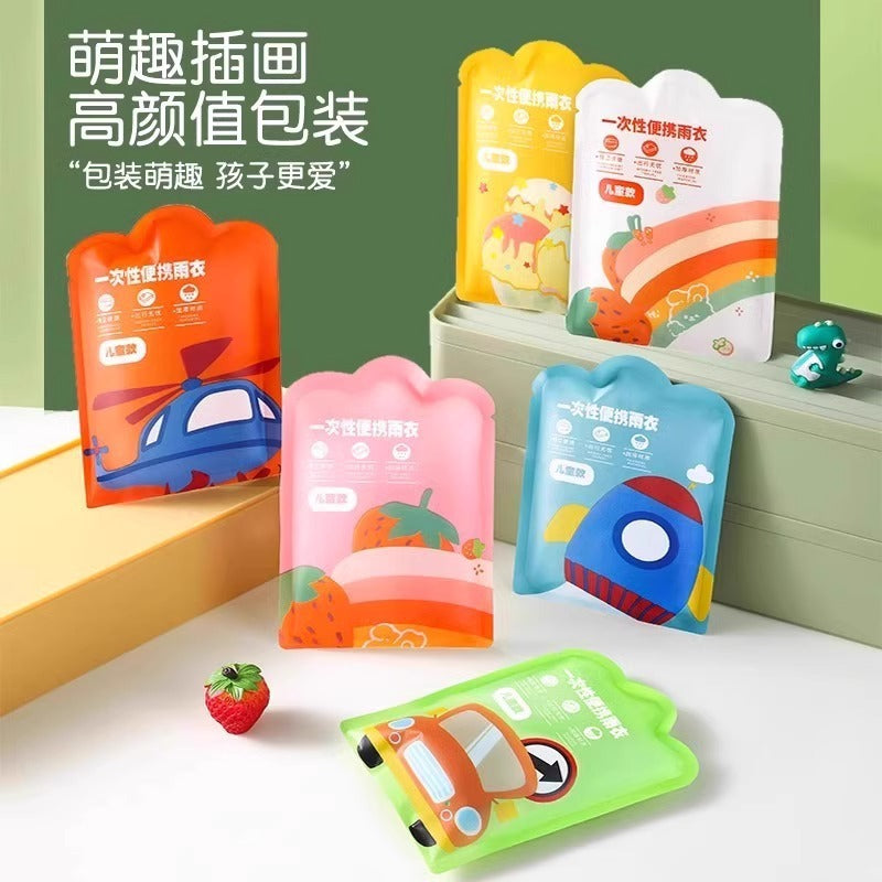 Children's Disposable Raincoat Card Portable Waterproof Baby Adult Poncho Thickeneded Primary School Student Pocket Raincoat - image 1