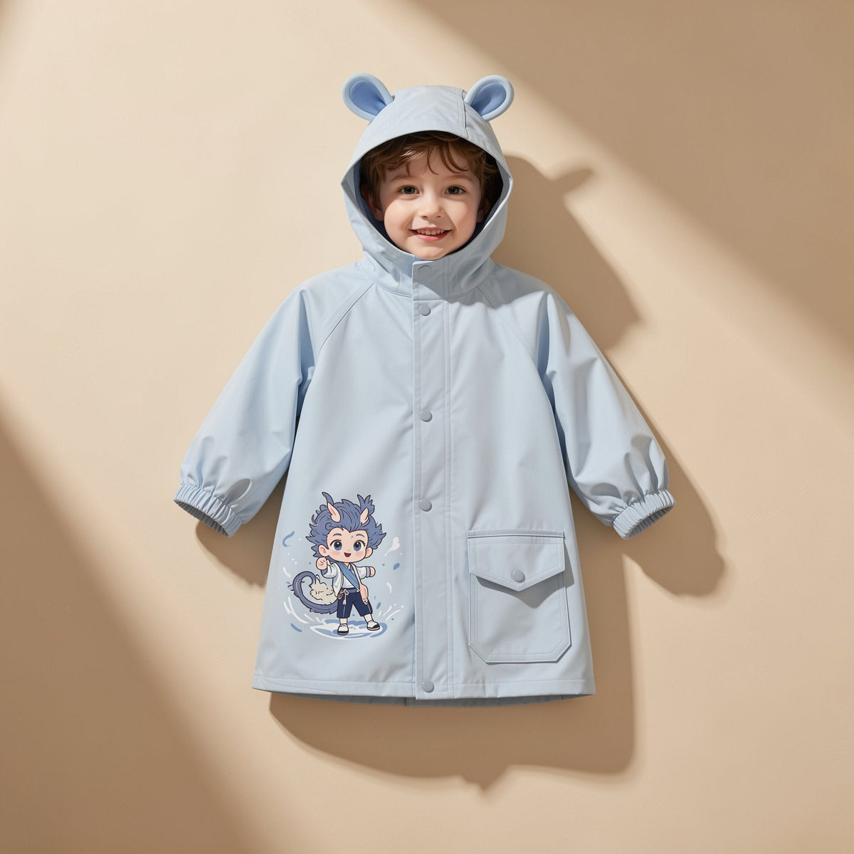 Children’s one-piece cartoon raincoat made from EVA fabric