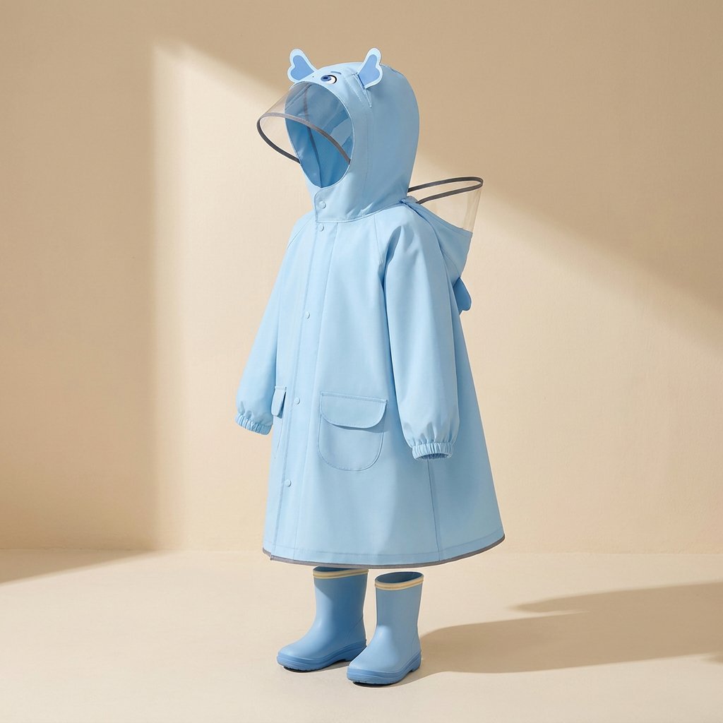Children’s one-piece cartoon raincoat made from EVA fabric - view 5