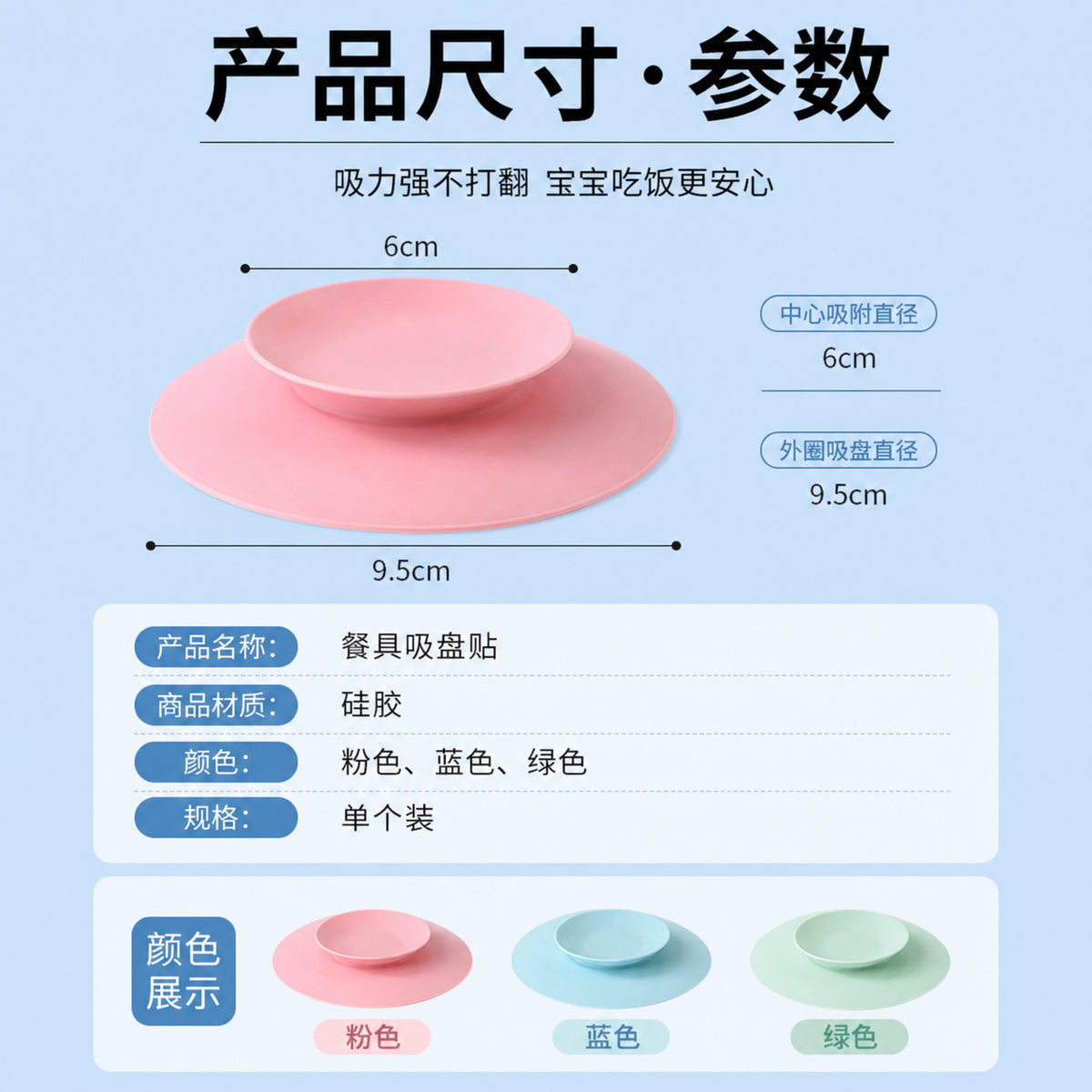 Anti-Slip Silicone Anti-Fall Suction Cup Dinner Plate Training Bowl Double-Sided Suction Cup Baby Eating Baby Suction Cup Mat Home - image 4